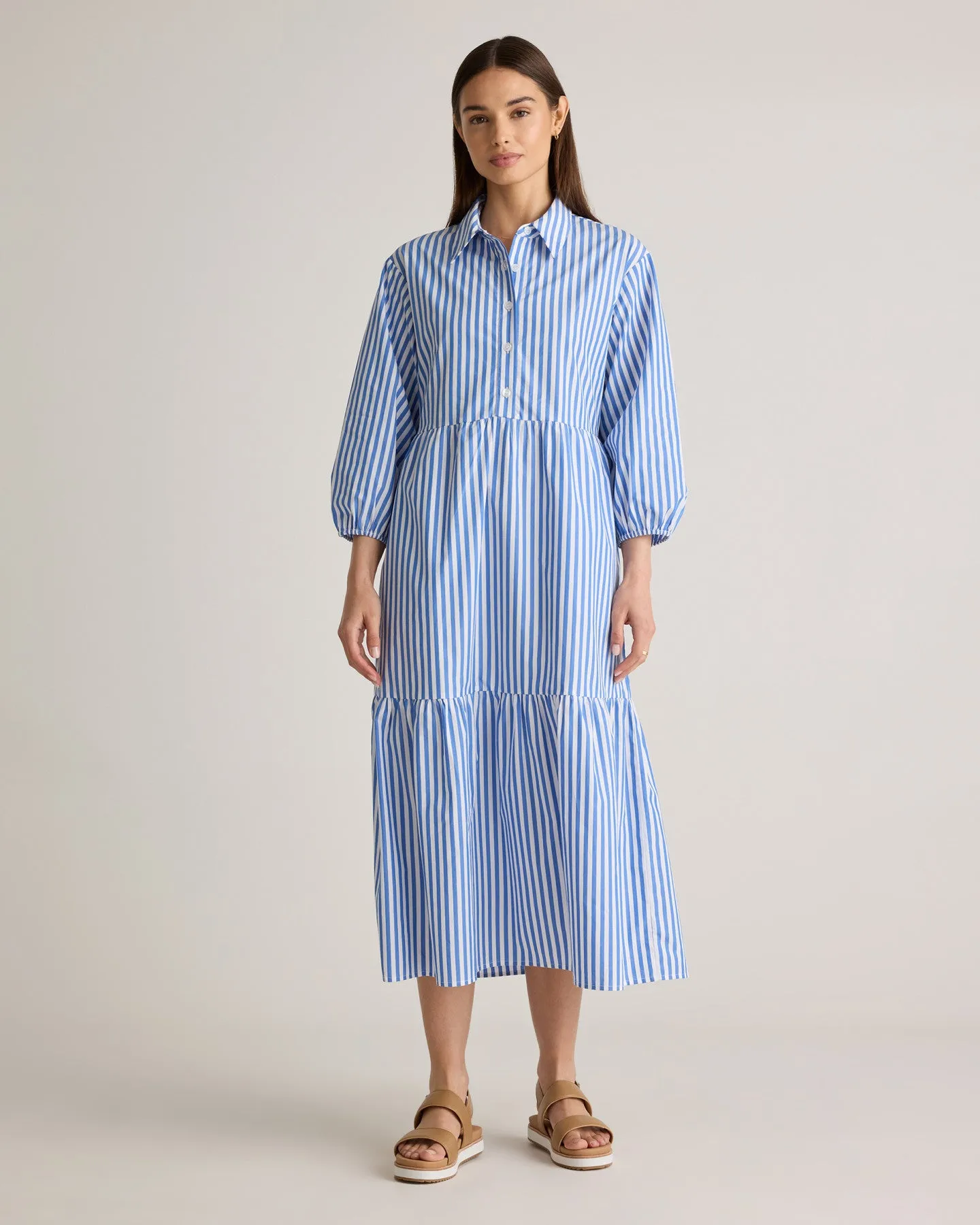 100% Organic Cotton Poplin Midi Tunic Dress