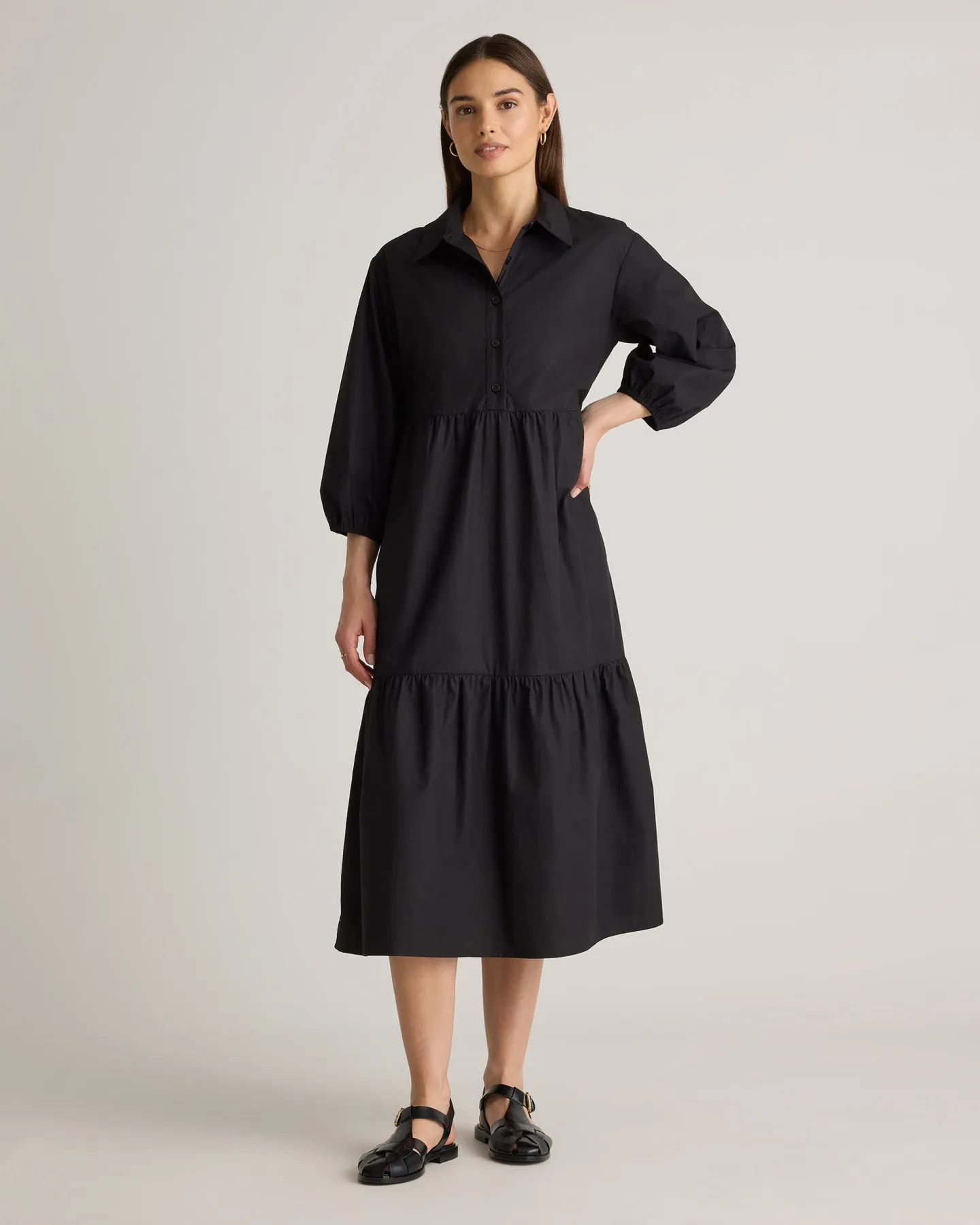 100% Organic Cotton Poplin Midi Tunic Dress