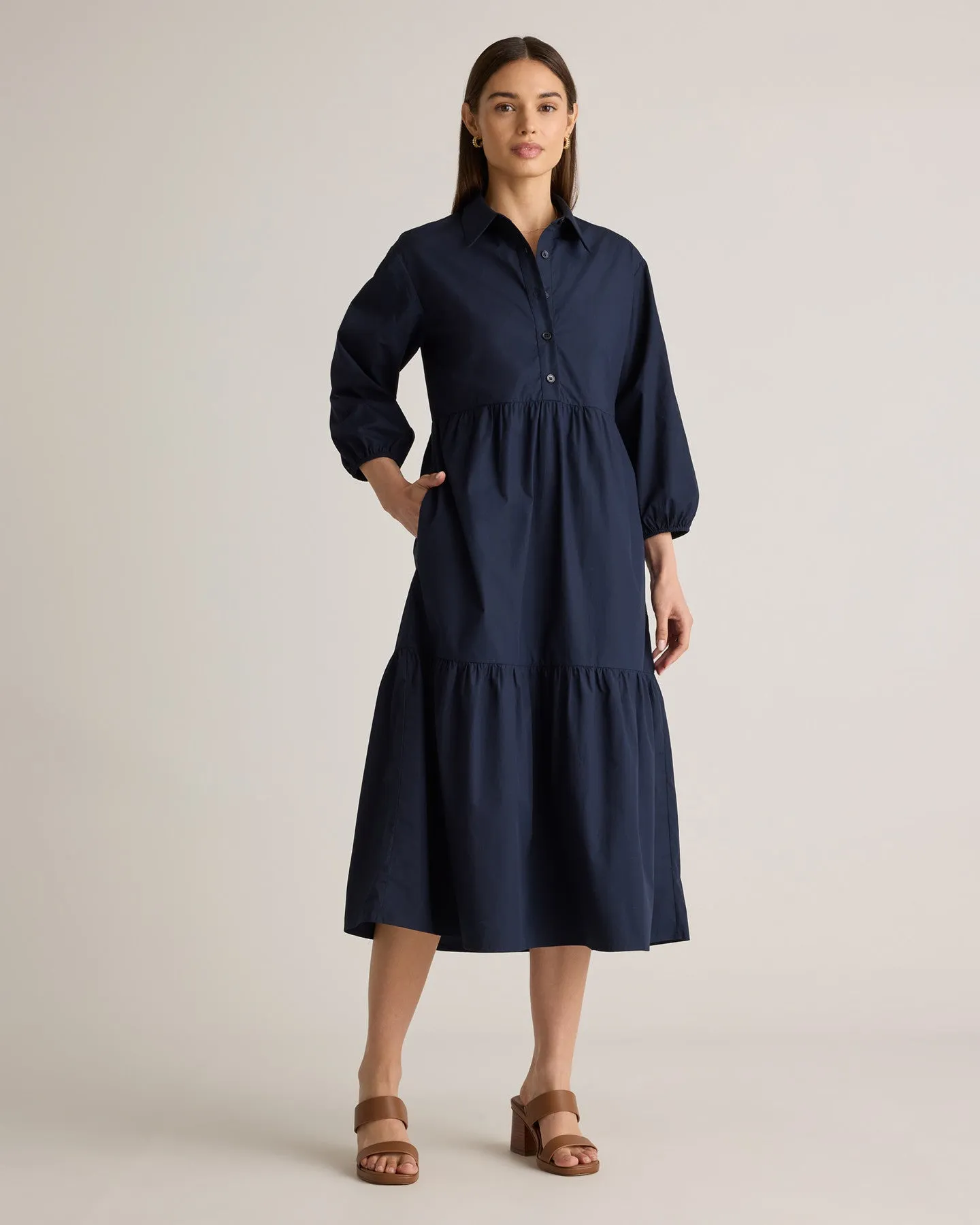 100% Organic Cotton Poplin Midi Tunic Dress