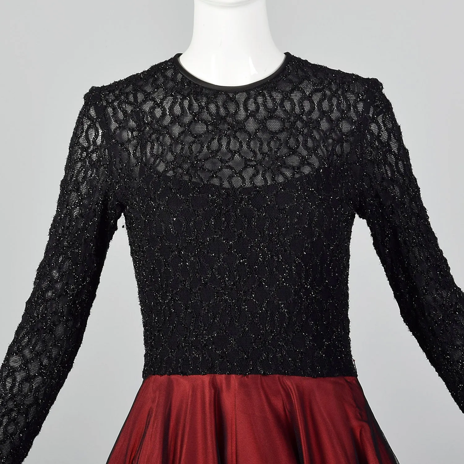 1990s Red and Black Cocktail Dress