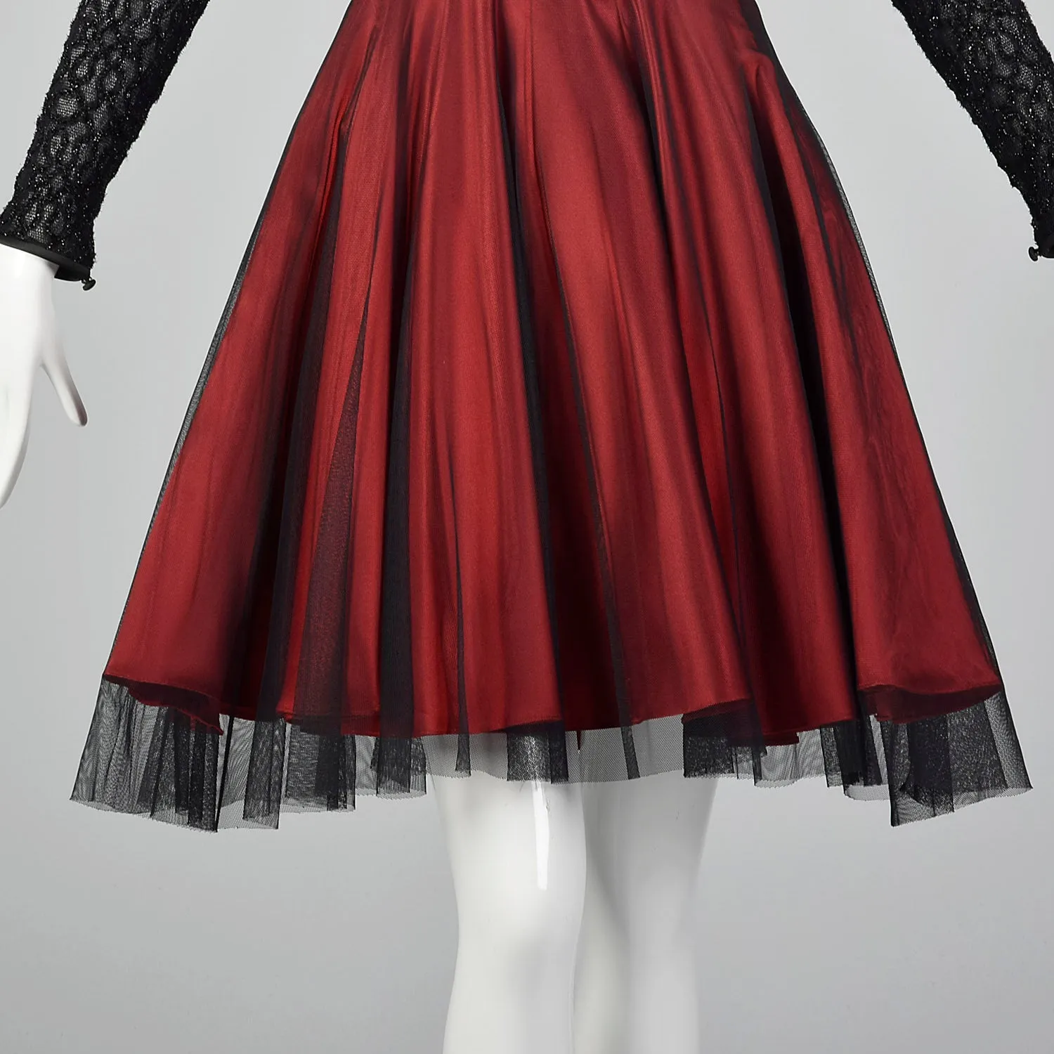 1990s Red and Black Cocktail Dress