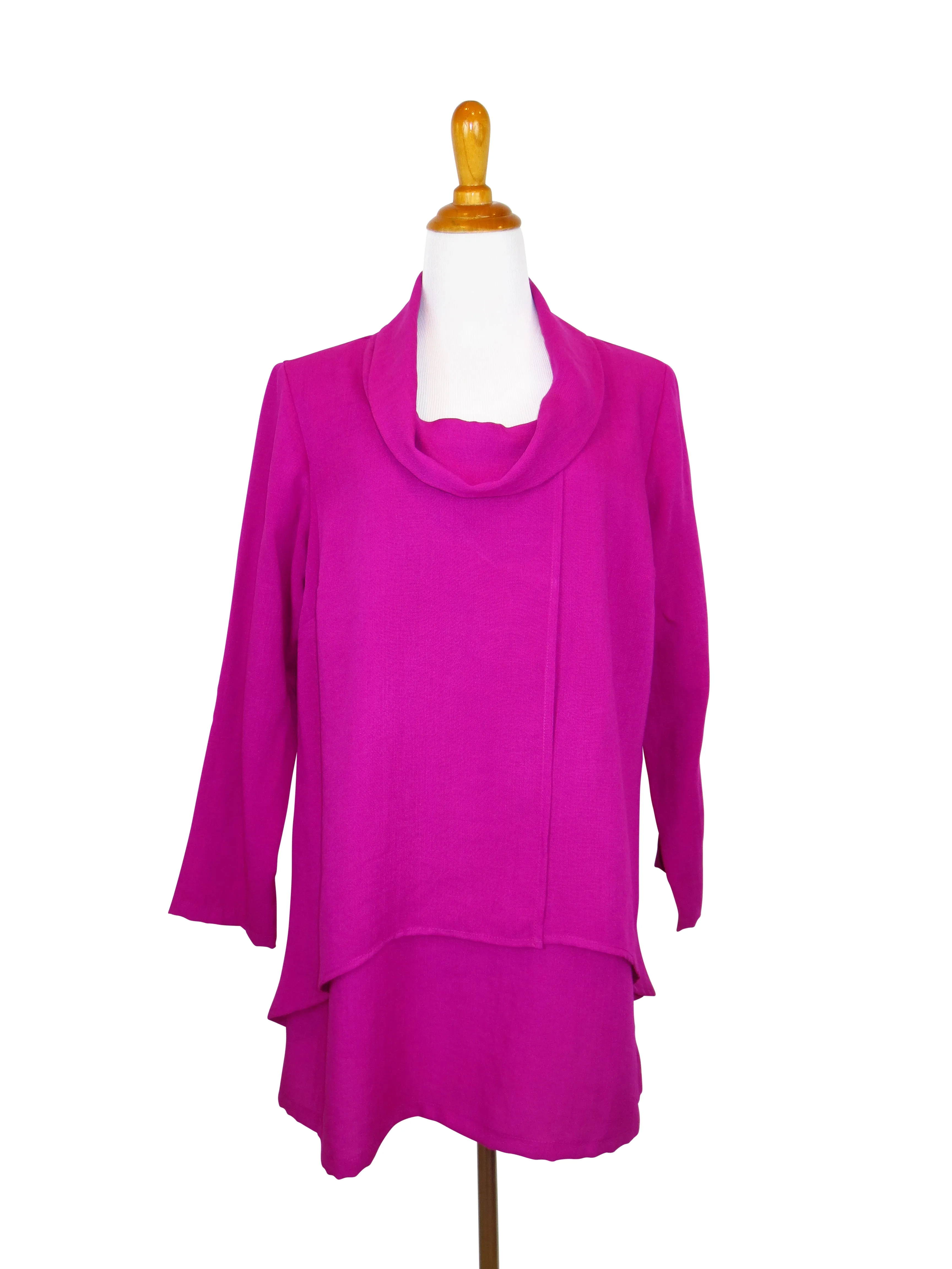 AA143 - Layered Cowl Neck Linen Pullover