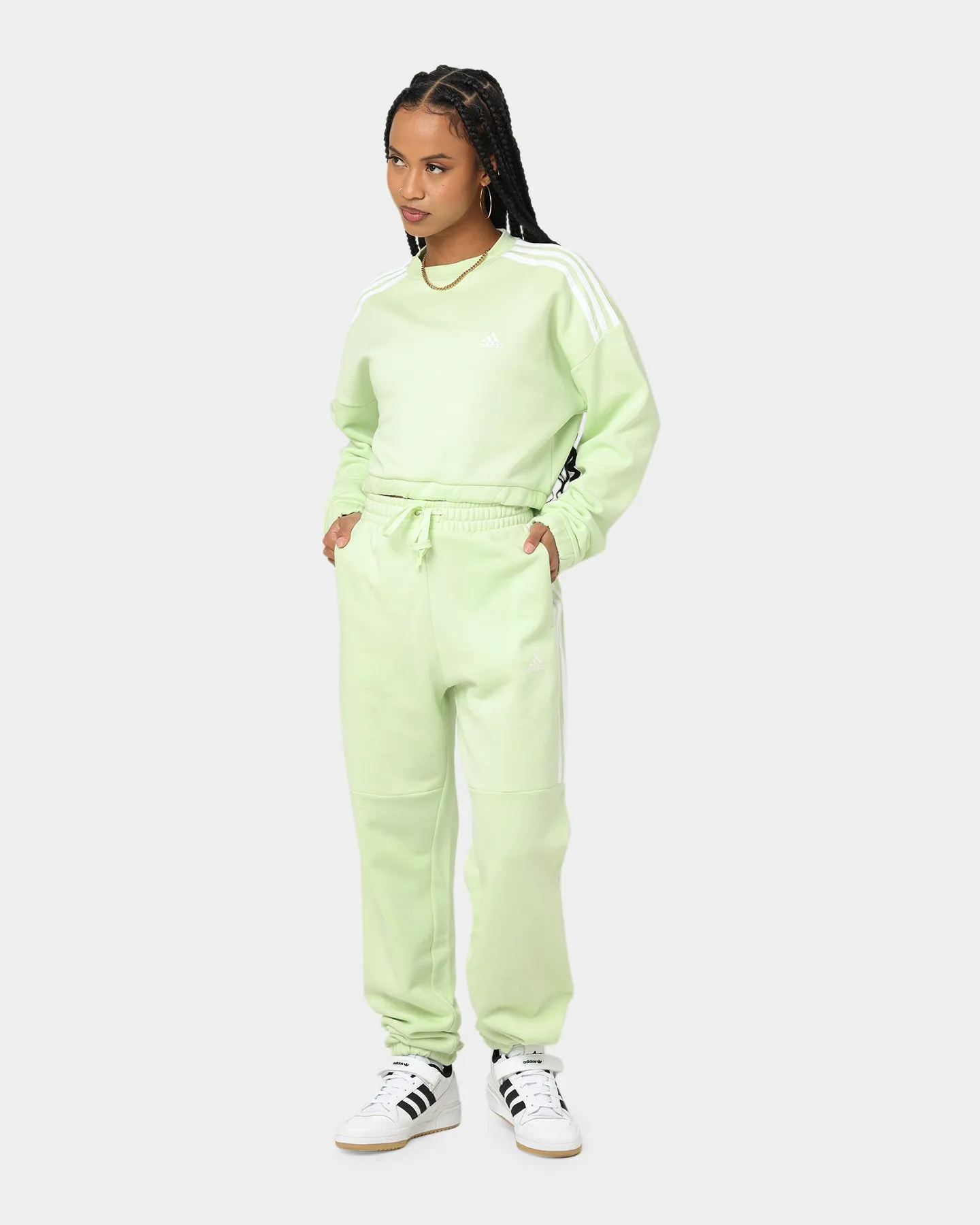 Adidas Women's Hyperglam Crop Sweat Shirt Almost Lime