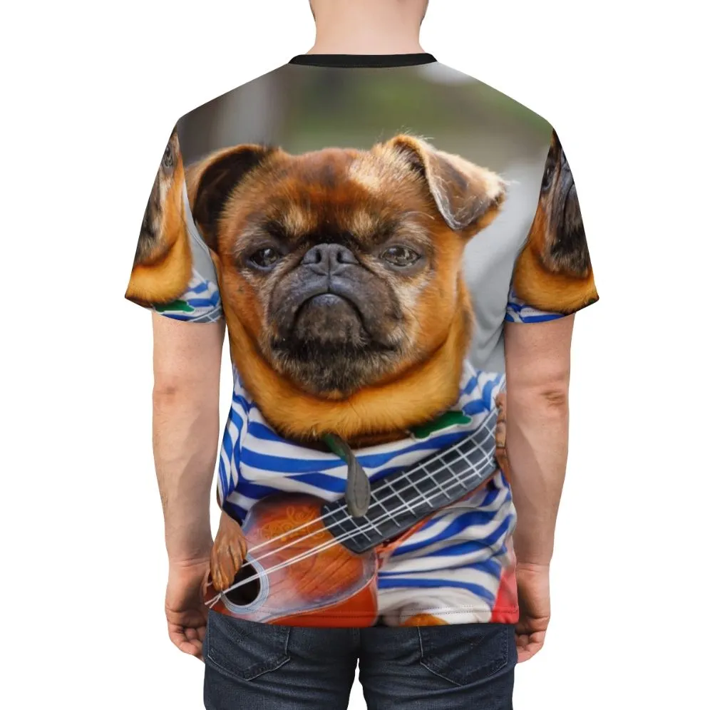Adorable Pug Dog Playing Guitar T-Shirt for Dog Lovers