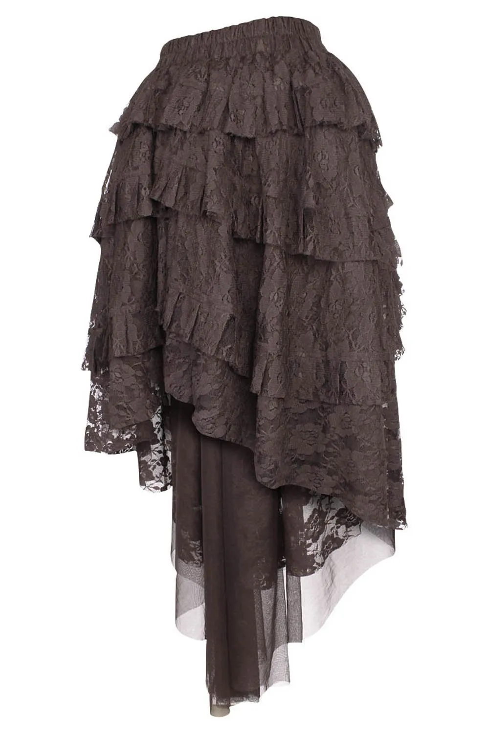 Akamu Brown Burlesque Lace Skirt