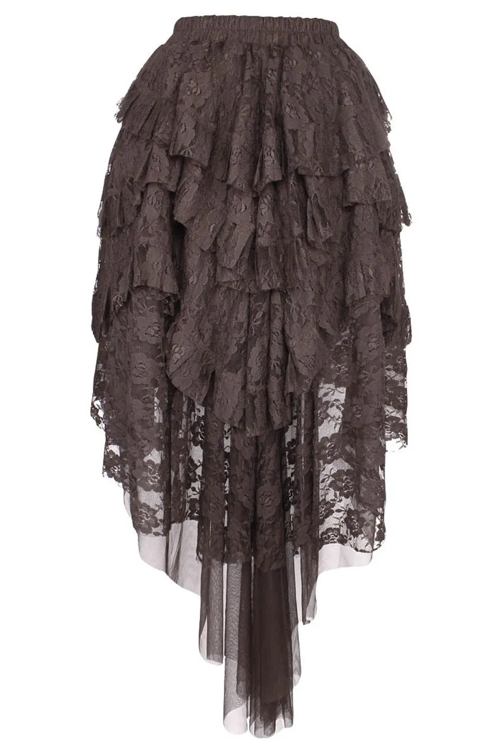 Akamu Brown Burlesque Lace Skirt