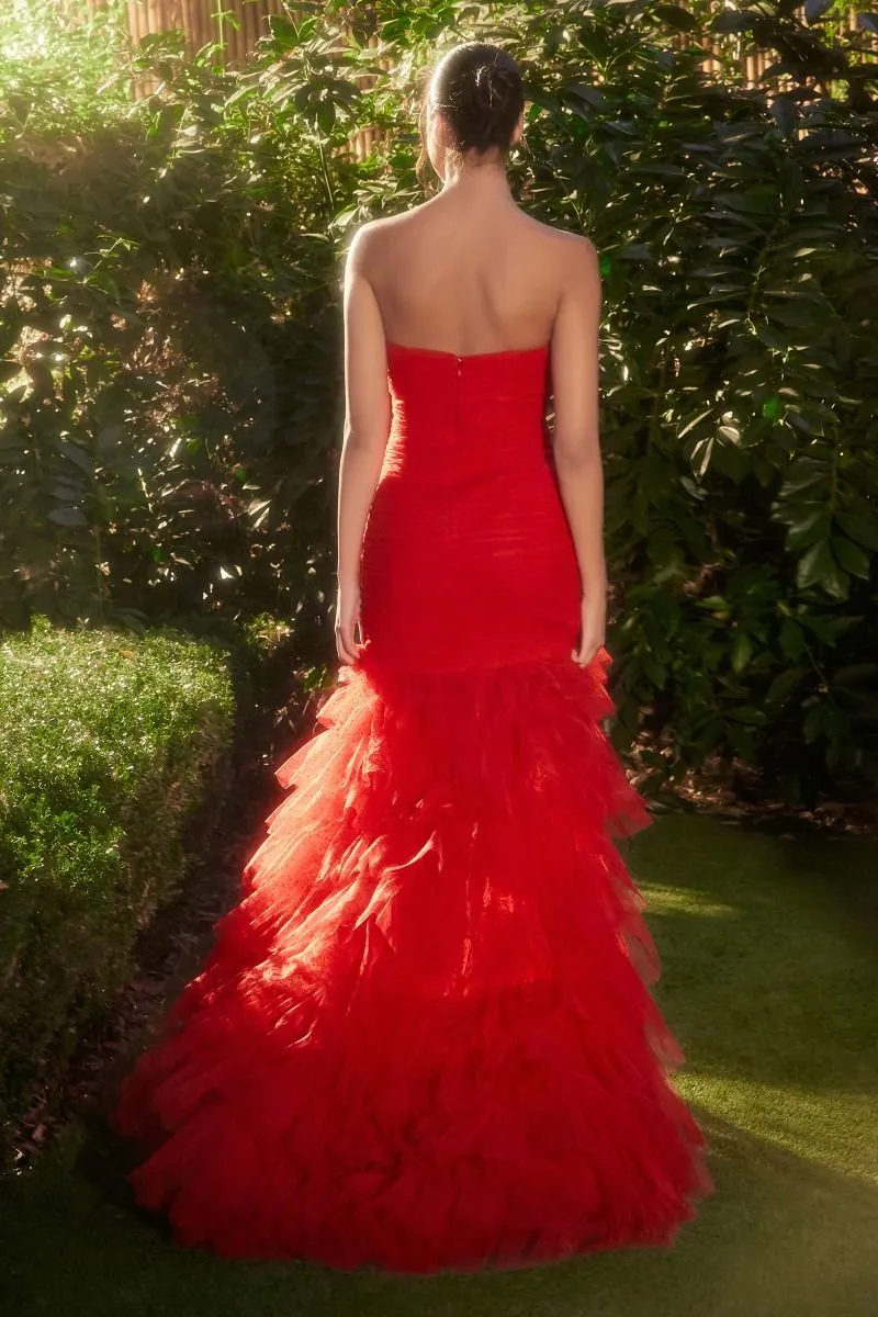 Andrea & Leo A1337 Red Strapless Mermaid Gown