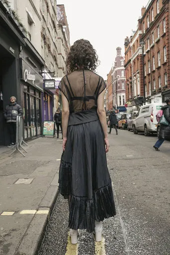 Asymmetric Wrap Pleated Skirt