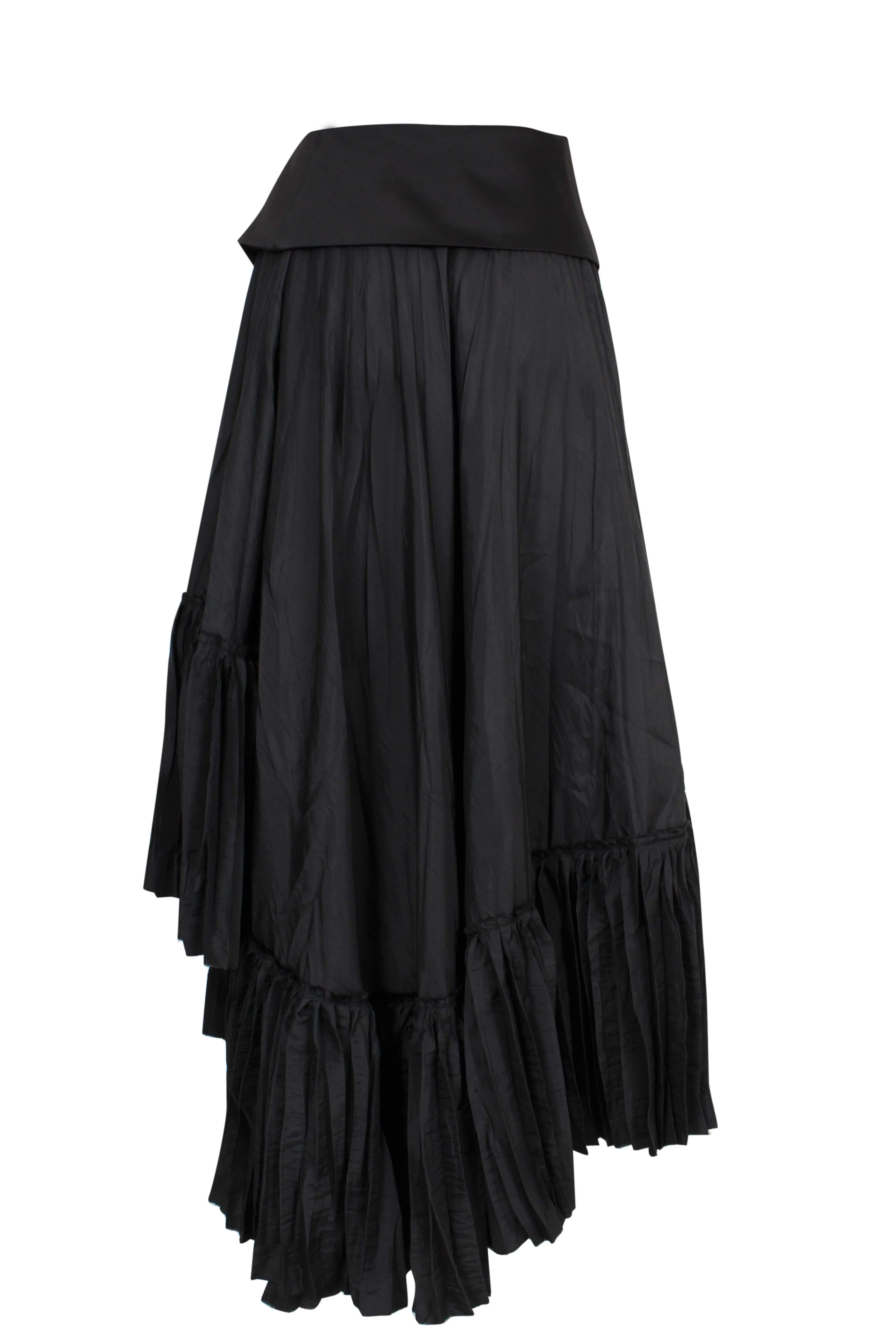Asymmetric Wrap Pleated Skirt