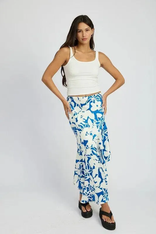 Asymmetrical Ruffle Hem Skirt