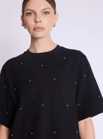 Berenice Enzo Oversize Pearl Tee in Black Forest