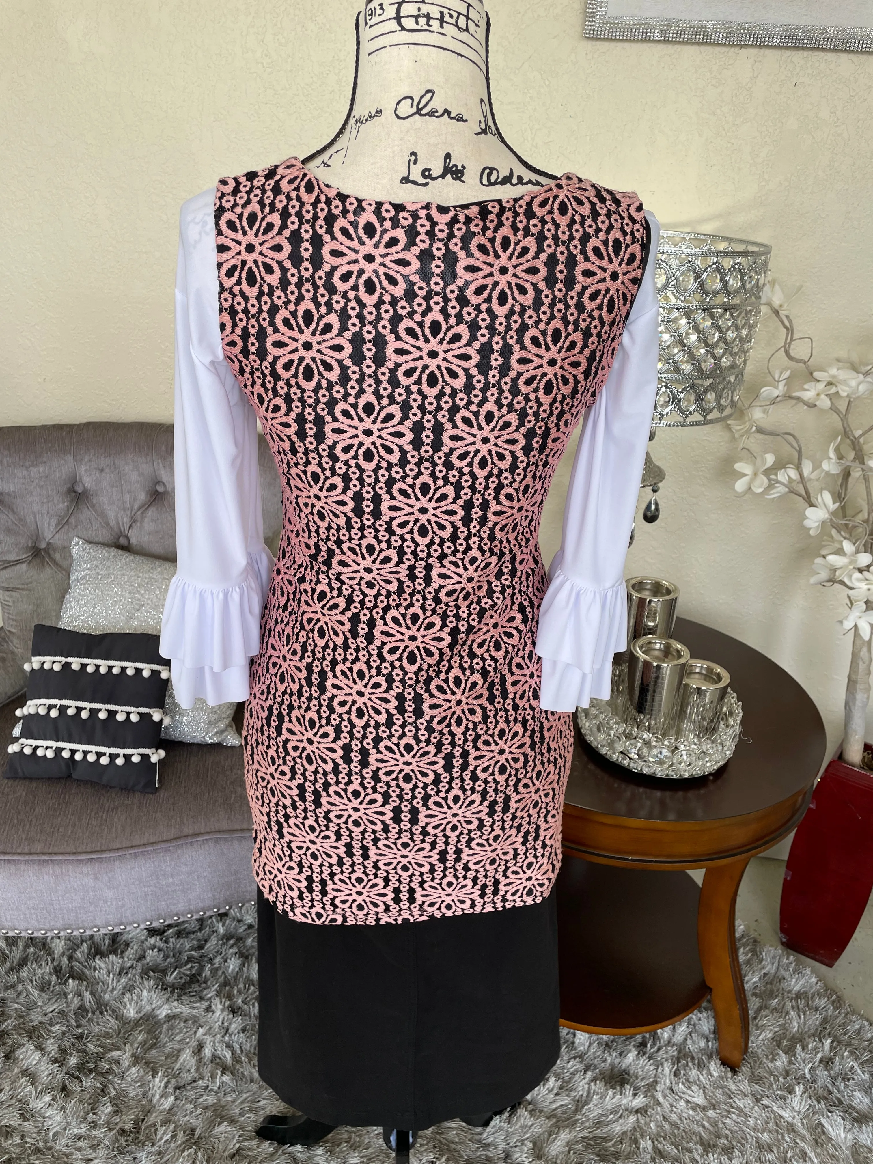 Black & Pink Lace Tank