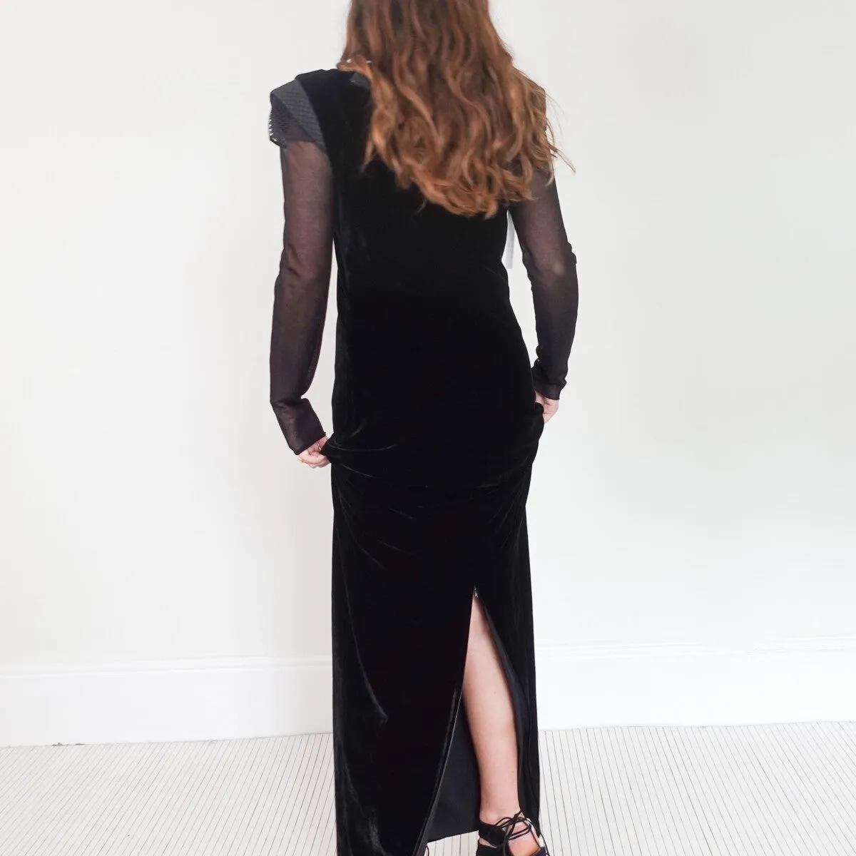 Black velvet gown
