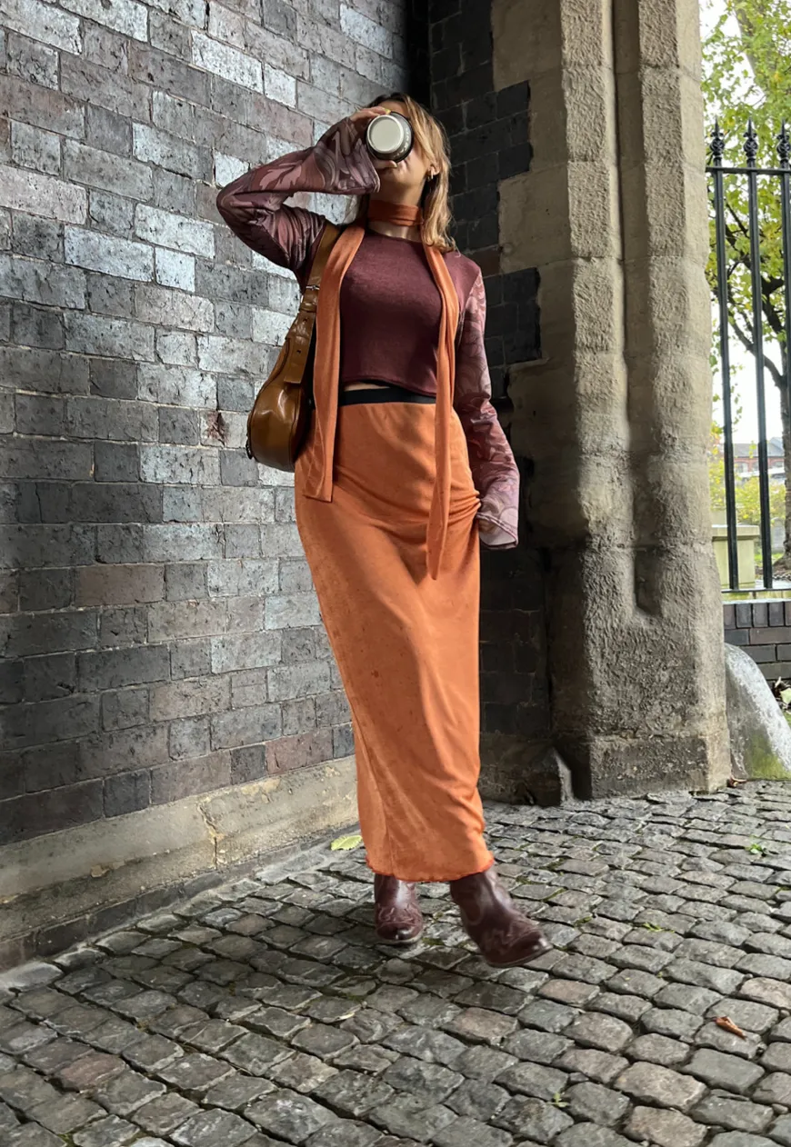 BLOOD ORANGE REVERSIBLE SKIRT