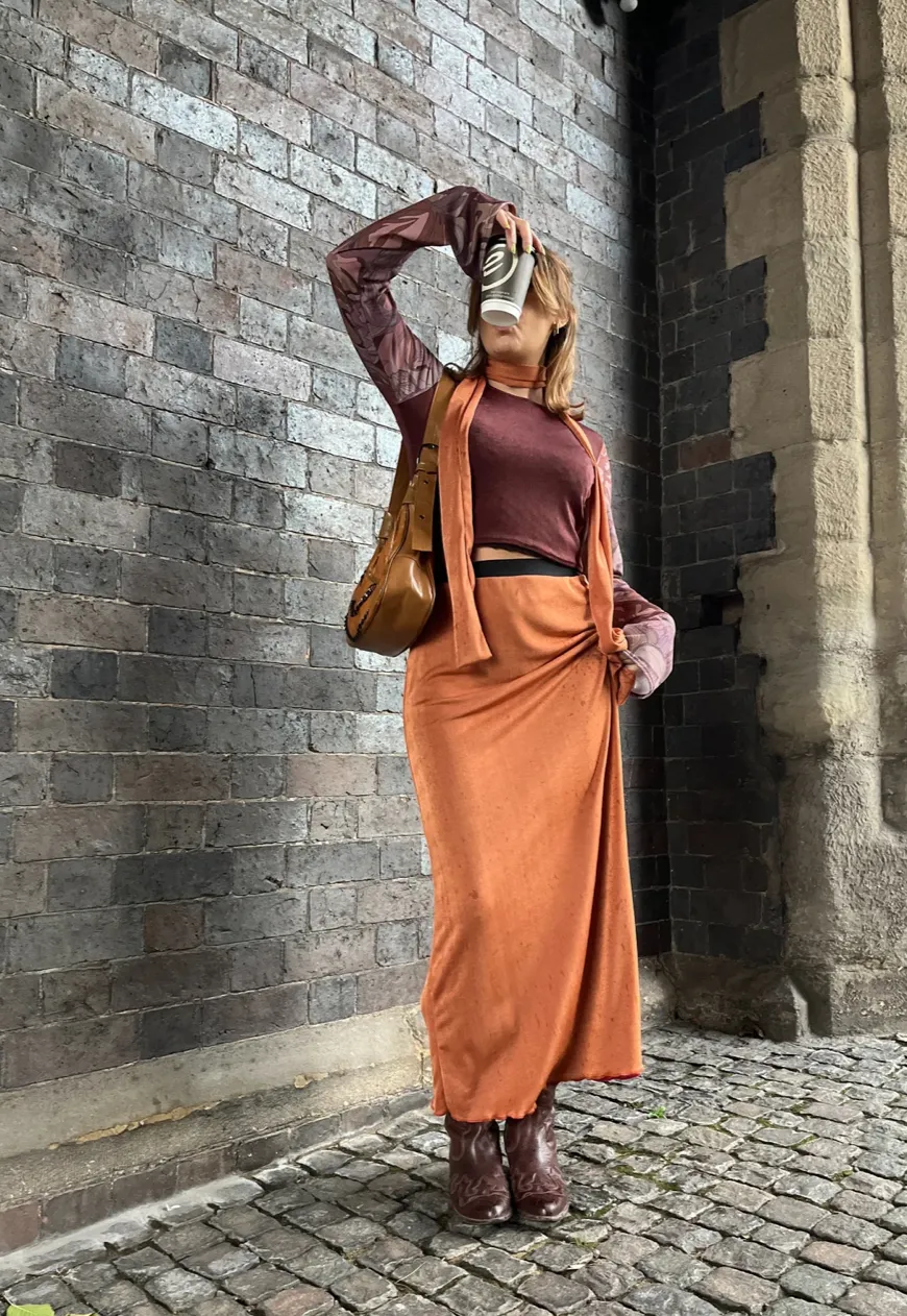 BLOOD ORANGE REVERSIBLE SKIRT