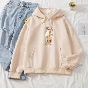 Boba Milk Tea Soft Hoodie Front Print