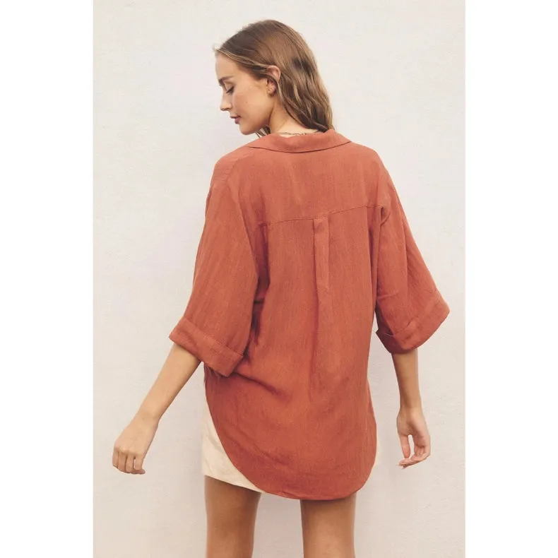 Button Down Tunic Shirt