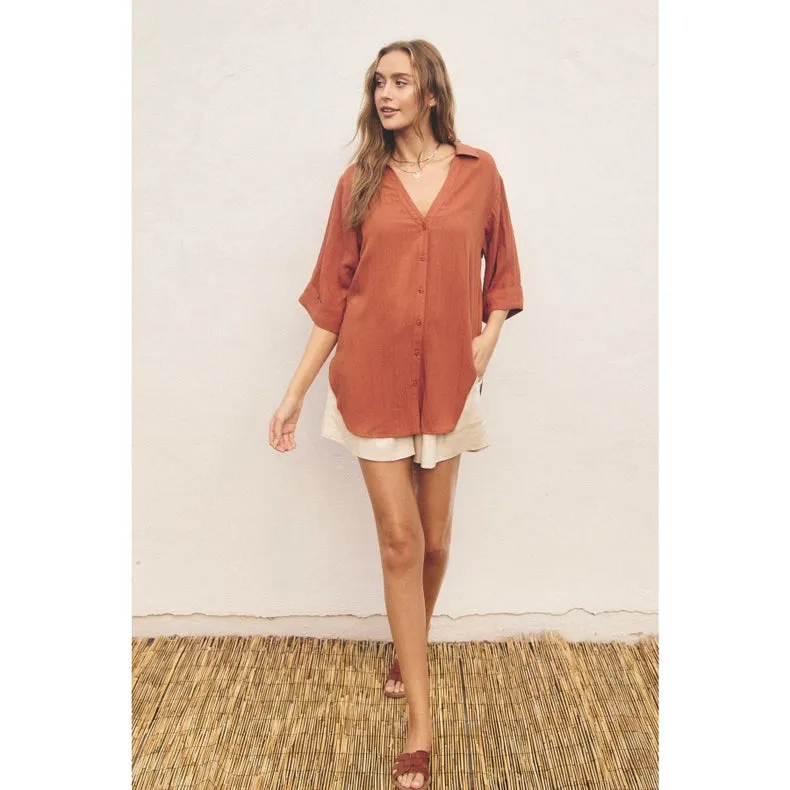 Button Down Tunic Shirt