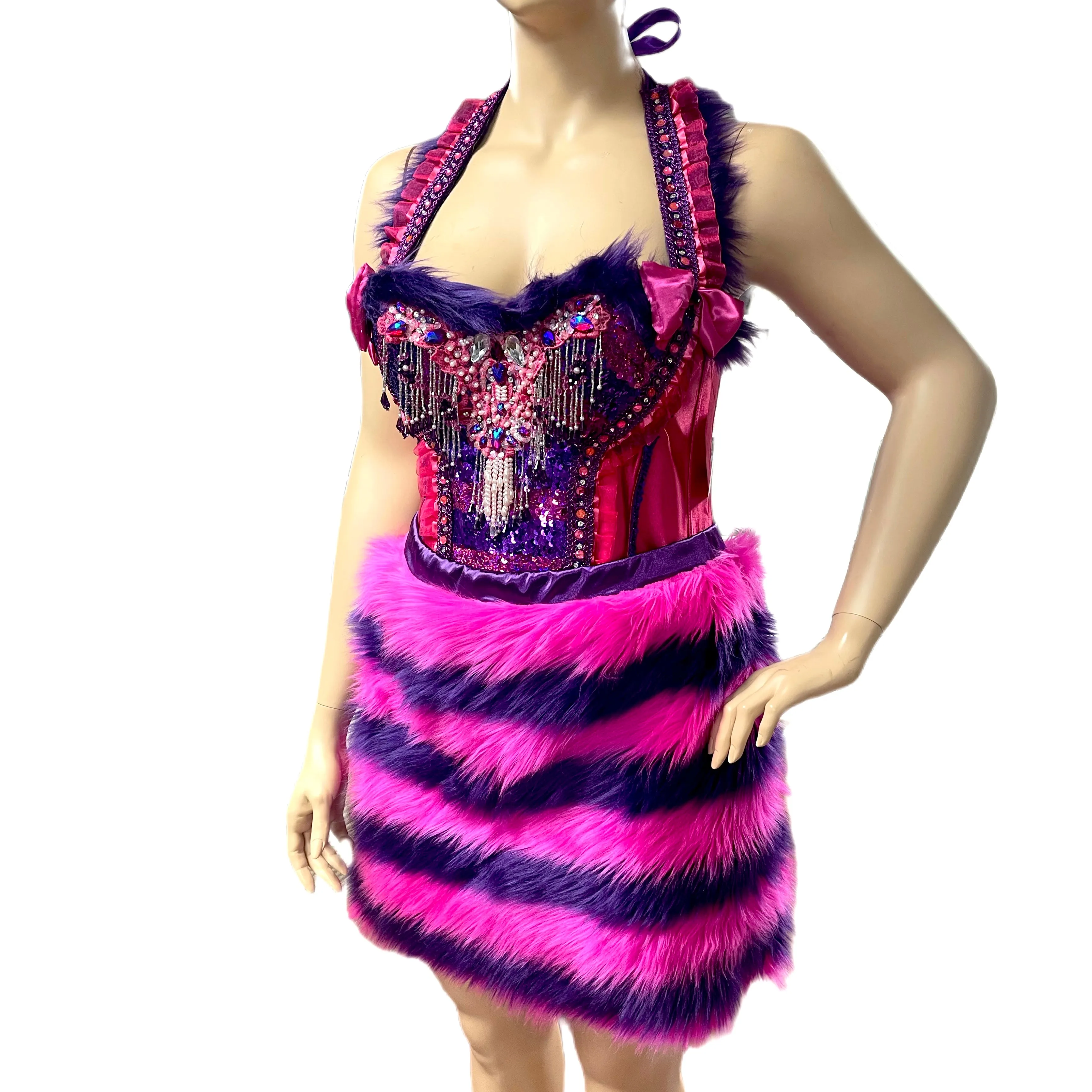 Cheshire Cat Inspired Fur Corset and Skirt