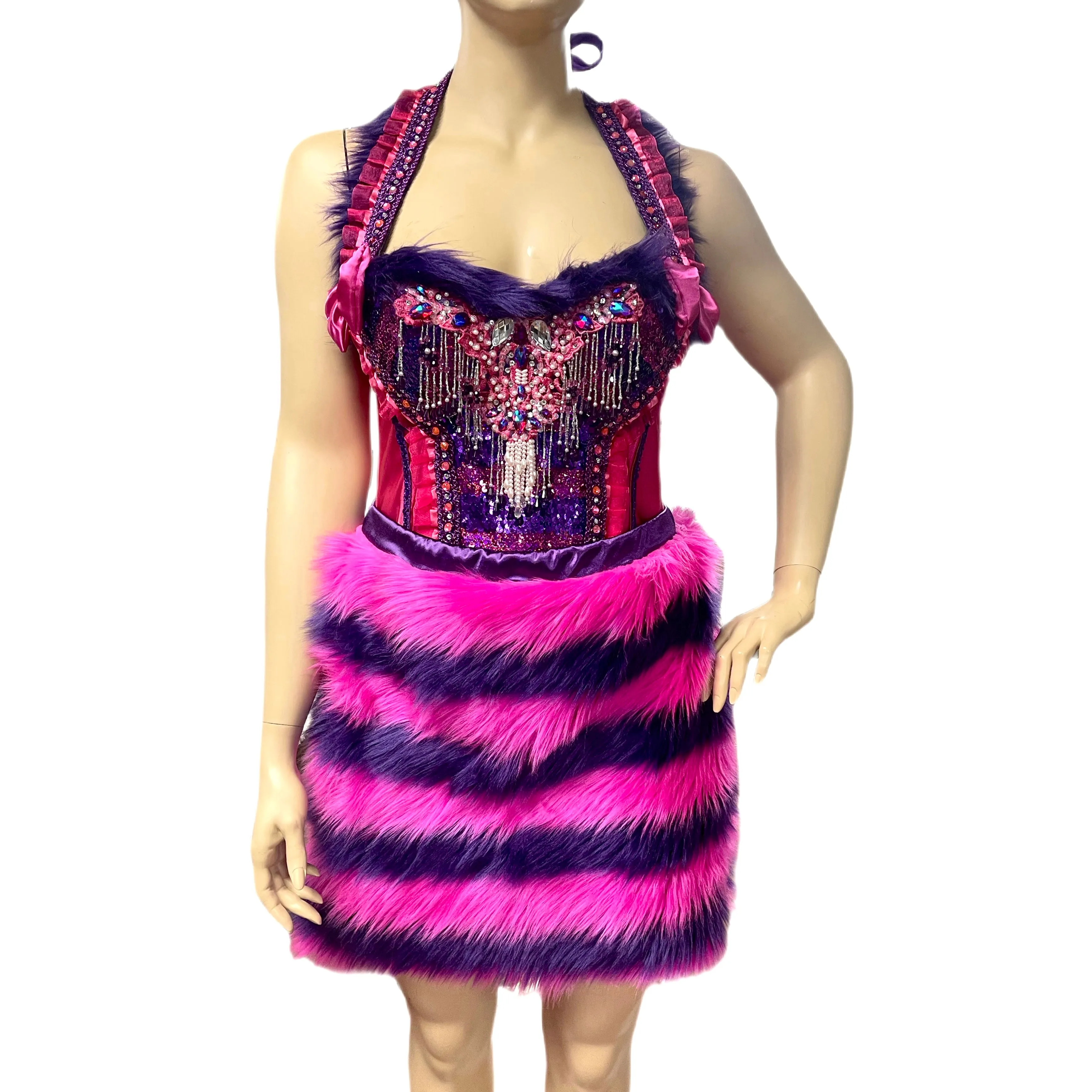 Cheshire Cat Inspired Fur Corset and Skirt