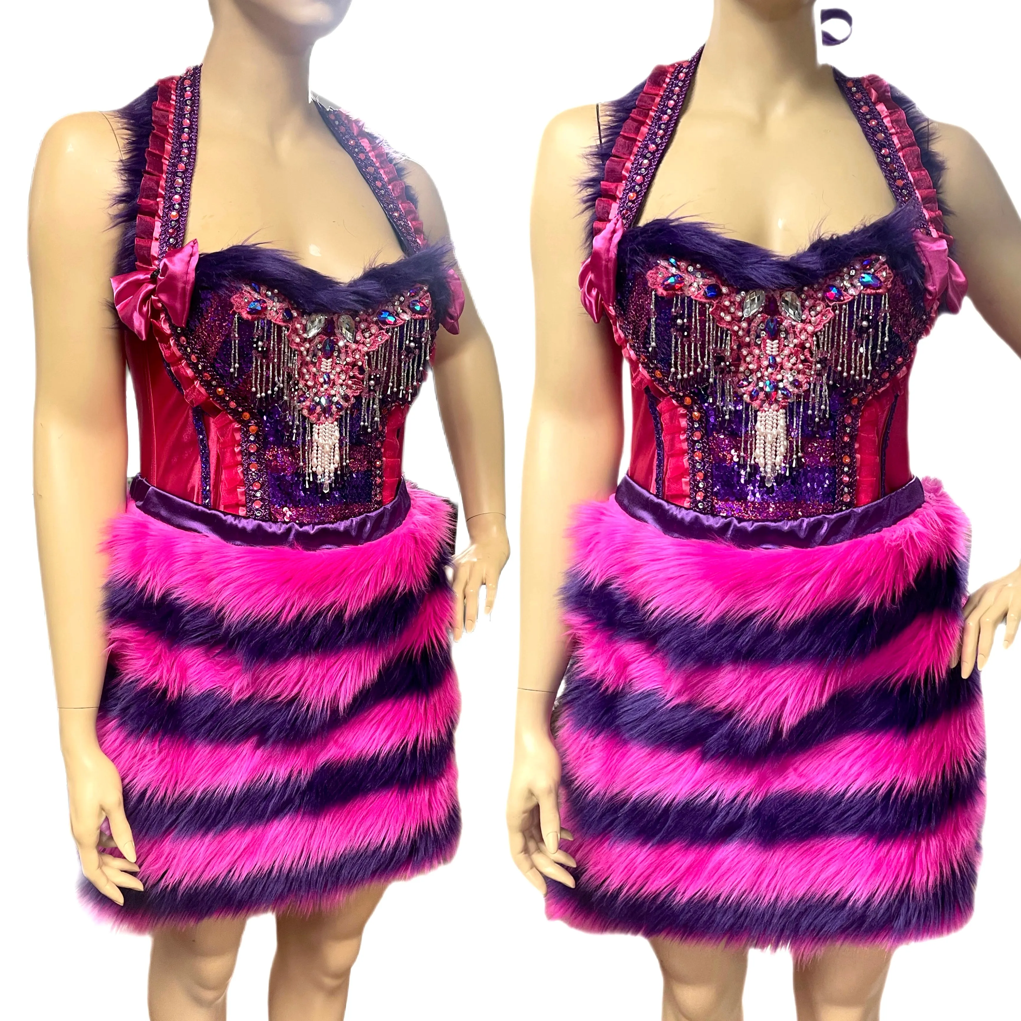 Cheshire Cat Inspired Fur Corset and Skirt