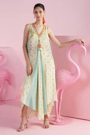 Colorblock Chiffon Tunic & Dhoti