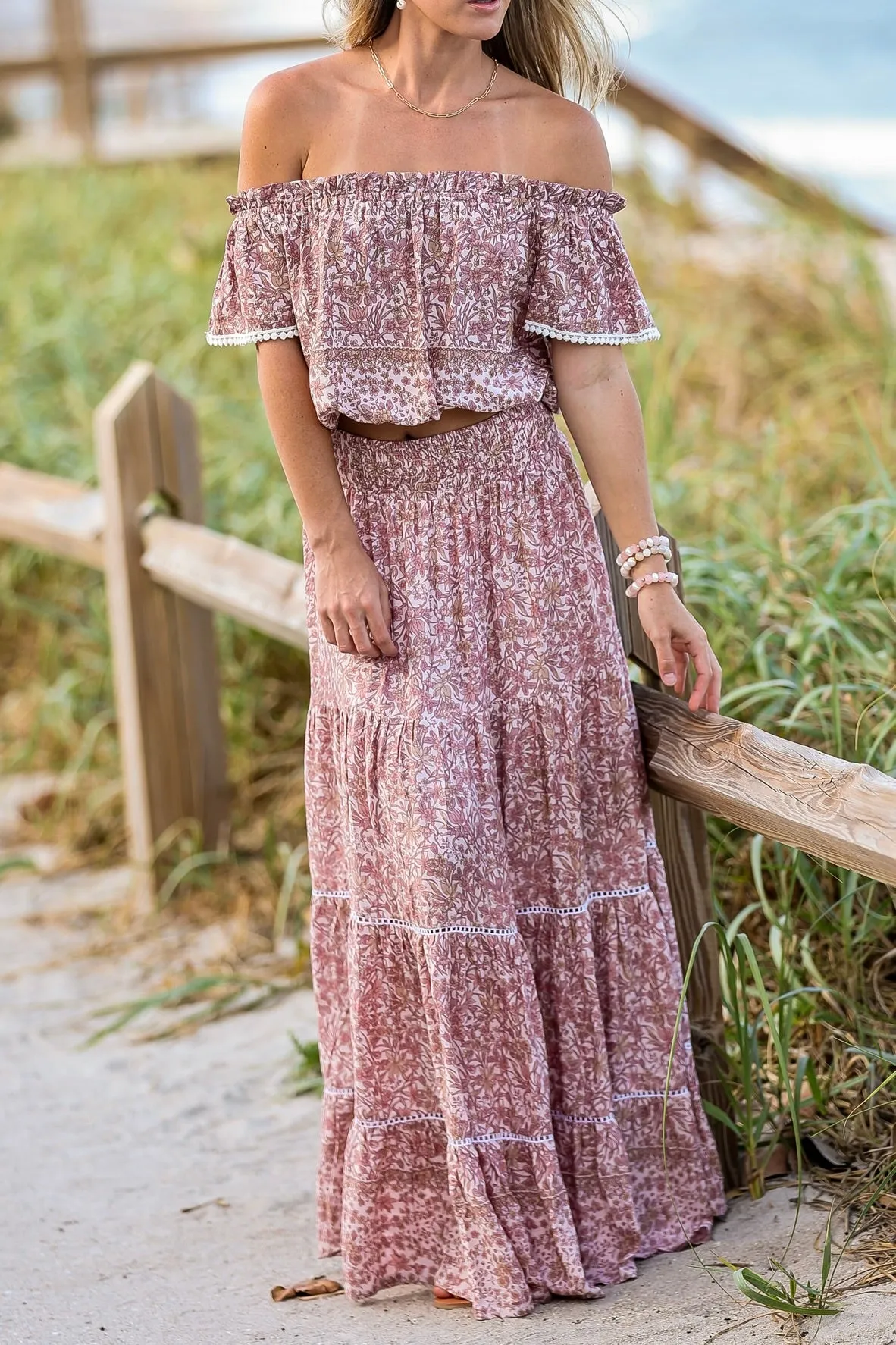 Cruz Maxi Skirt in Rose Water