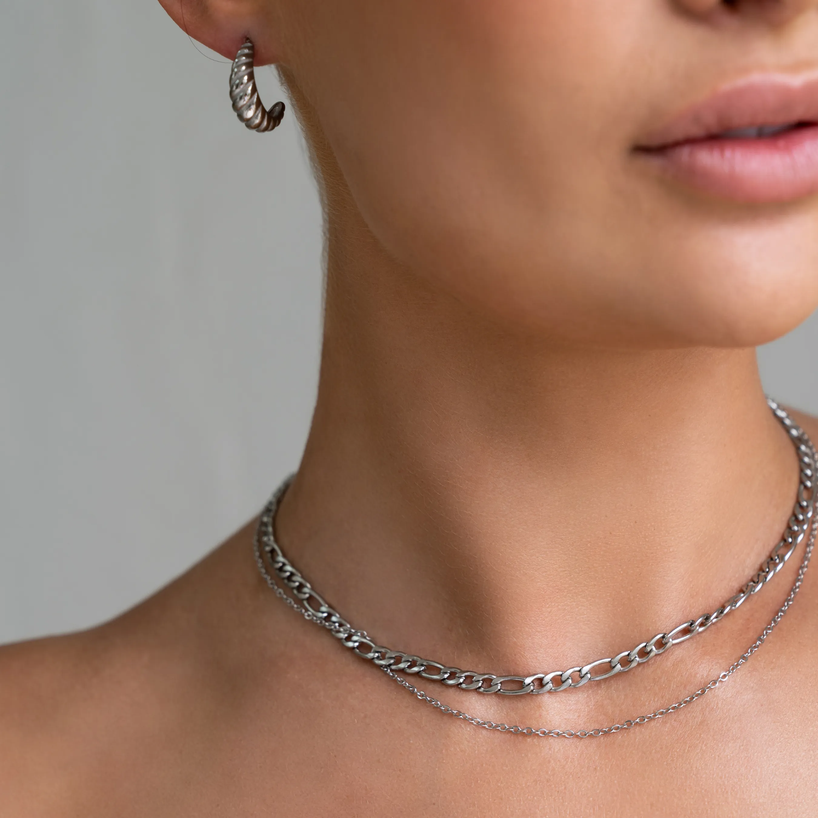 Double Chain Necklace - Silver
