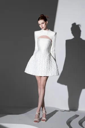 Embellished Long Sleeves Mini Dress