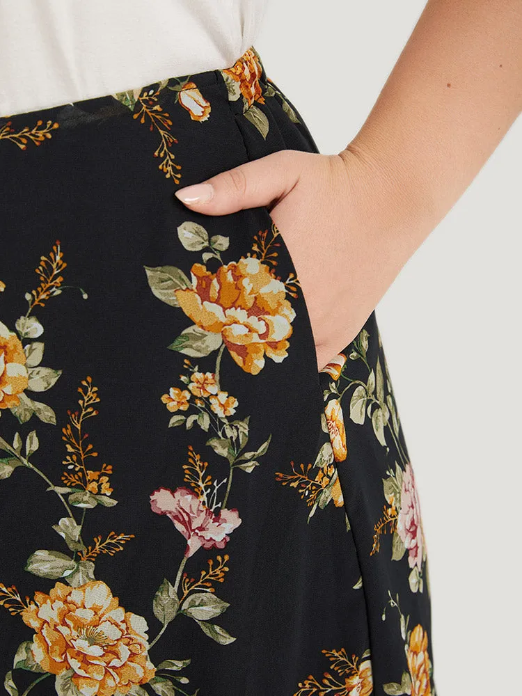 Floral Printed Flutter Layered Skirt