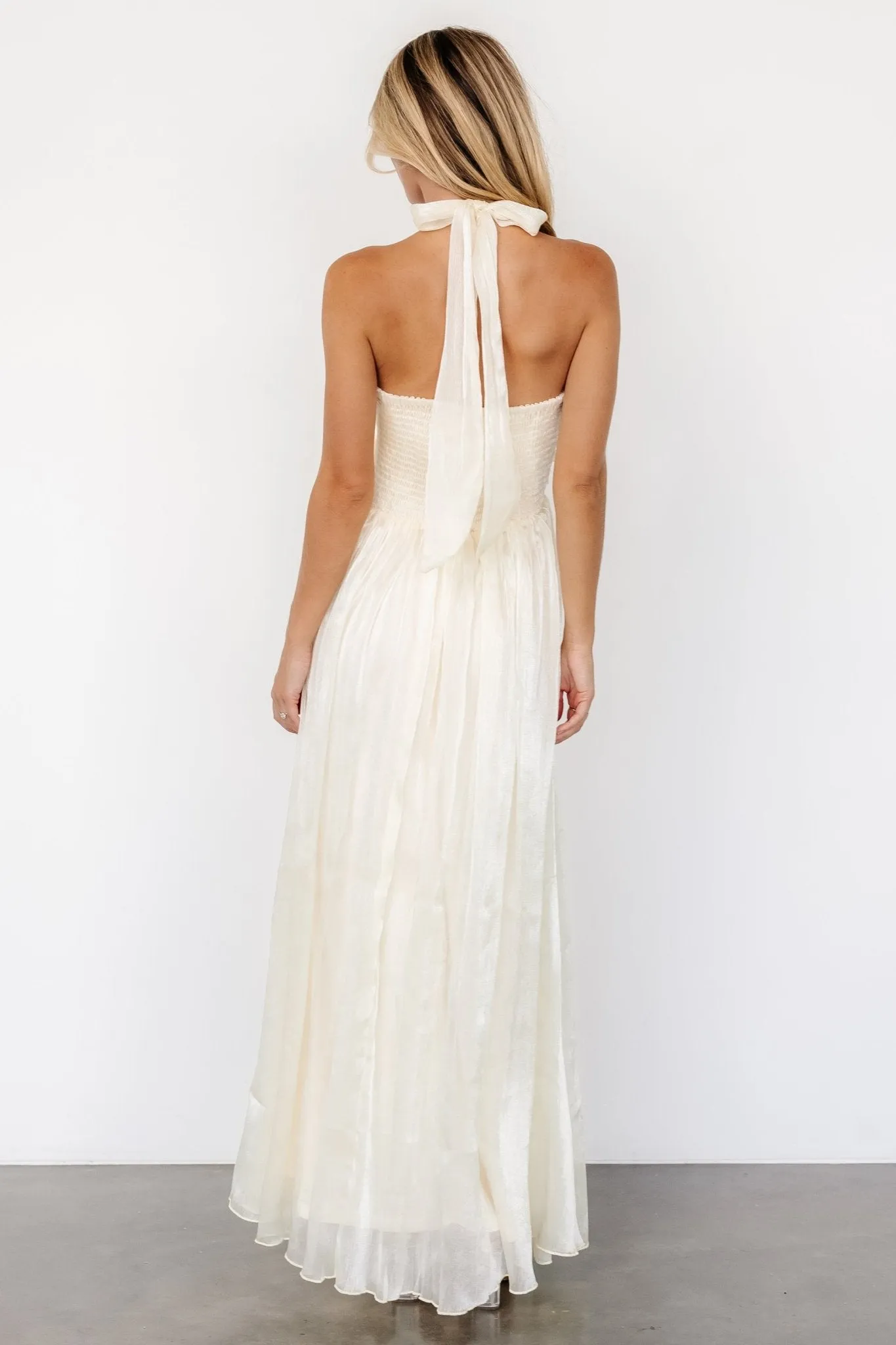 Frederica Halter Maxi Dress | Cream Shimmer