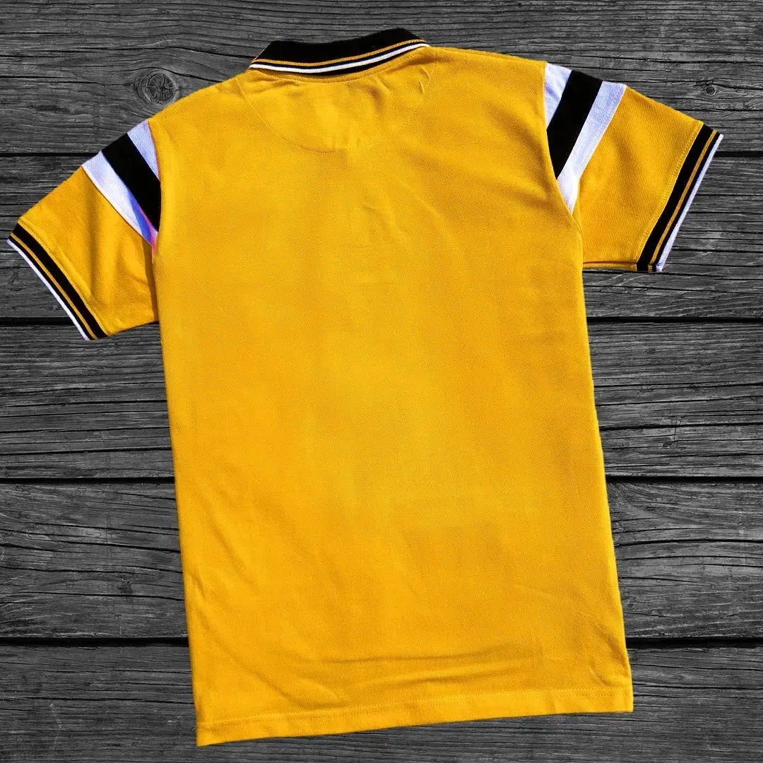 Gold Yellow Polo T-Shirt with Cut Sew Sleeves