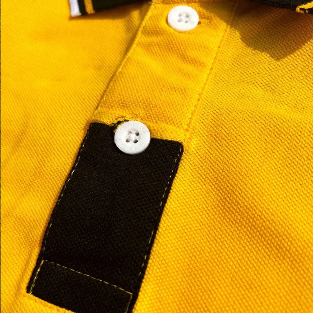 Gold Yellow Polo T-Shirt with Cut Sew Sleeves