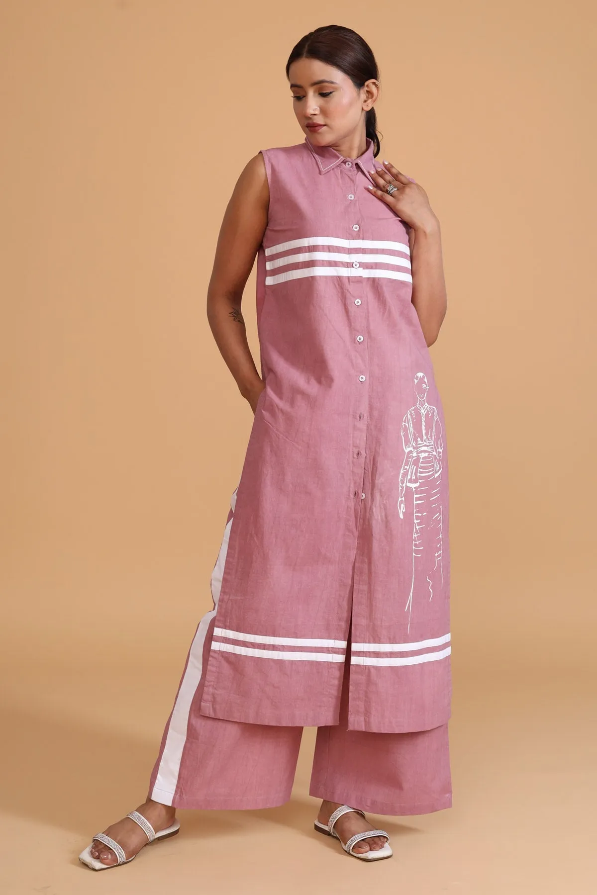 Hand Painted Stripe Tunic Set