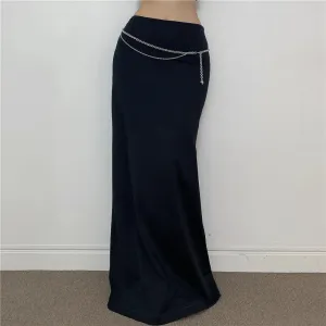 High Waisted Split Maxi for Woman Long Skirts Brown Black Y2k Fall Clothes 2024 Women Bottoms P84-BF30