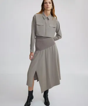 Ipekyol Knitted Mix Shirt Jacket Mink