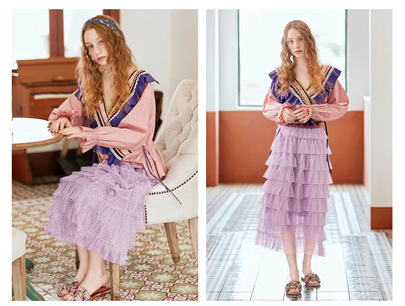 JAM PRINCESS EMBELLISHED TULLE FRILL LAYERED SKIRT