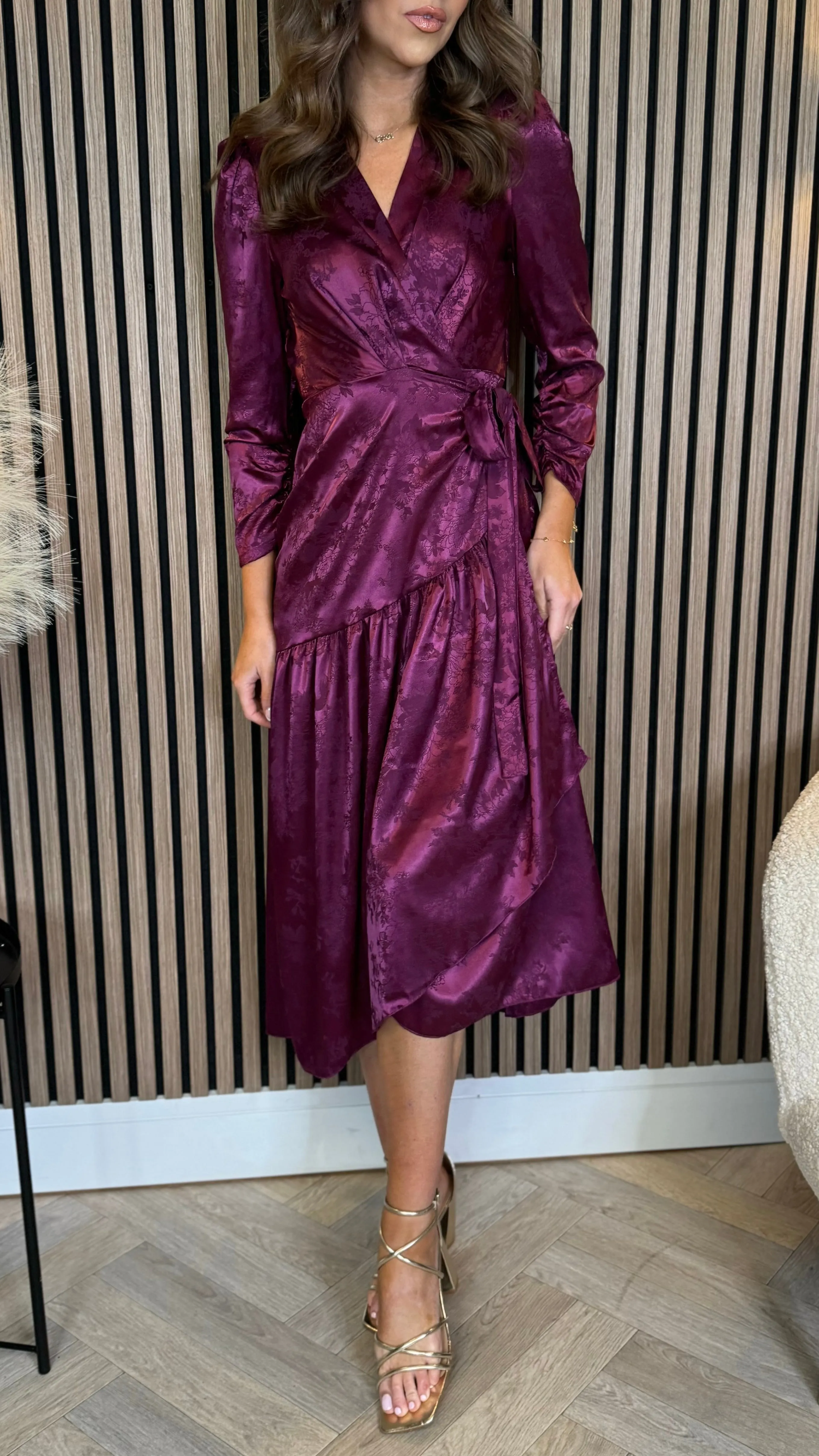 Jemma Purple Broderie Detail Wrap Midi Dress