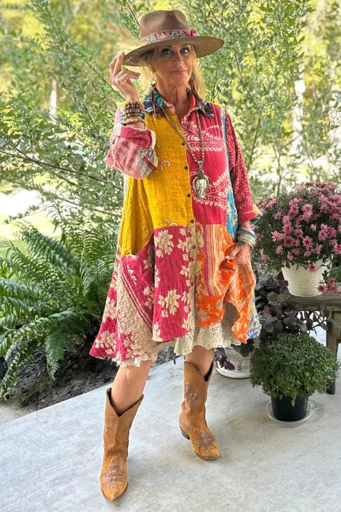 Kantha Sunrise Button Tunic "Viola" by Jaded Gypsy