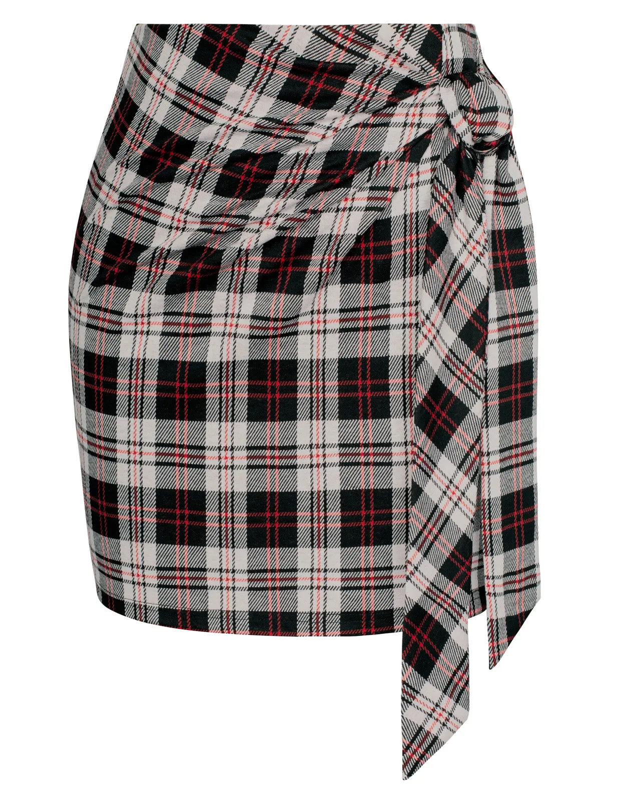 KK Women Plaided Skirt Casual Elastic Waist Mid-Thigh Length Bodycon Skirt