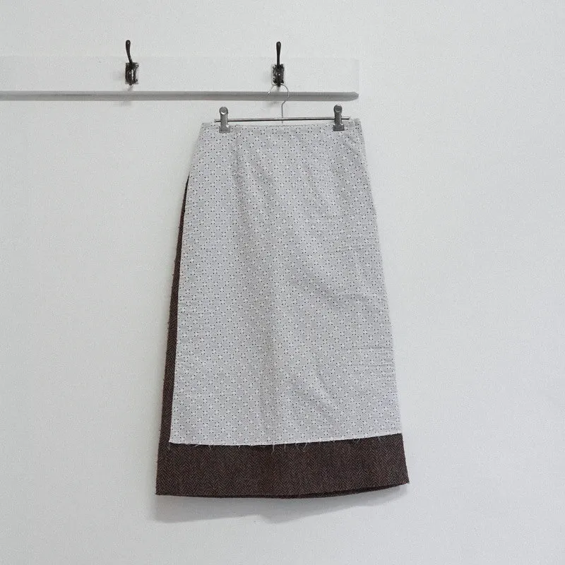 layered lace / tweed skirt