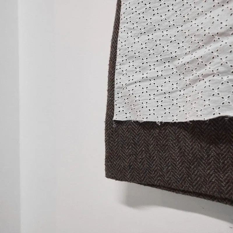 layered lace / tweed skirt