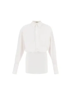 Layered Poplin Shirt Dress