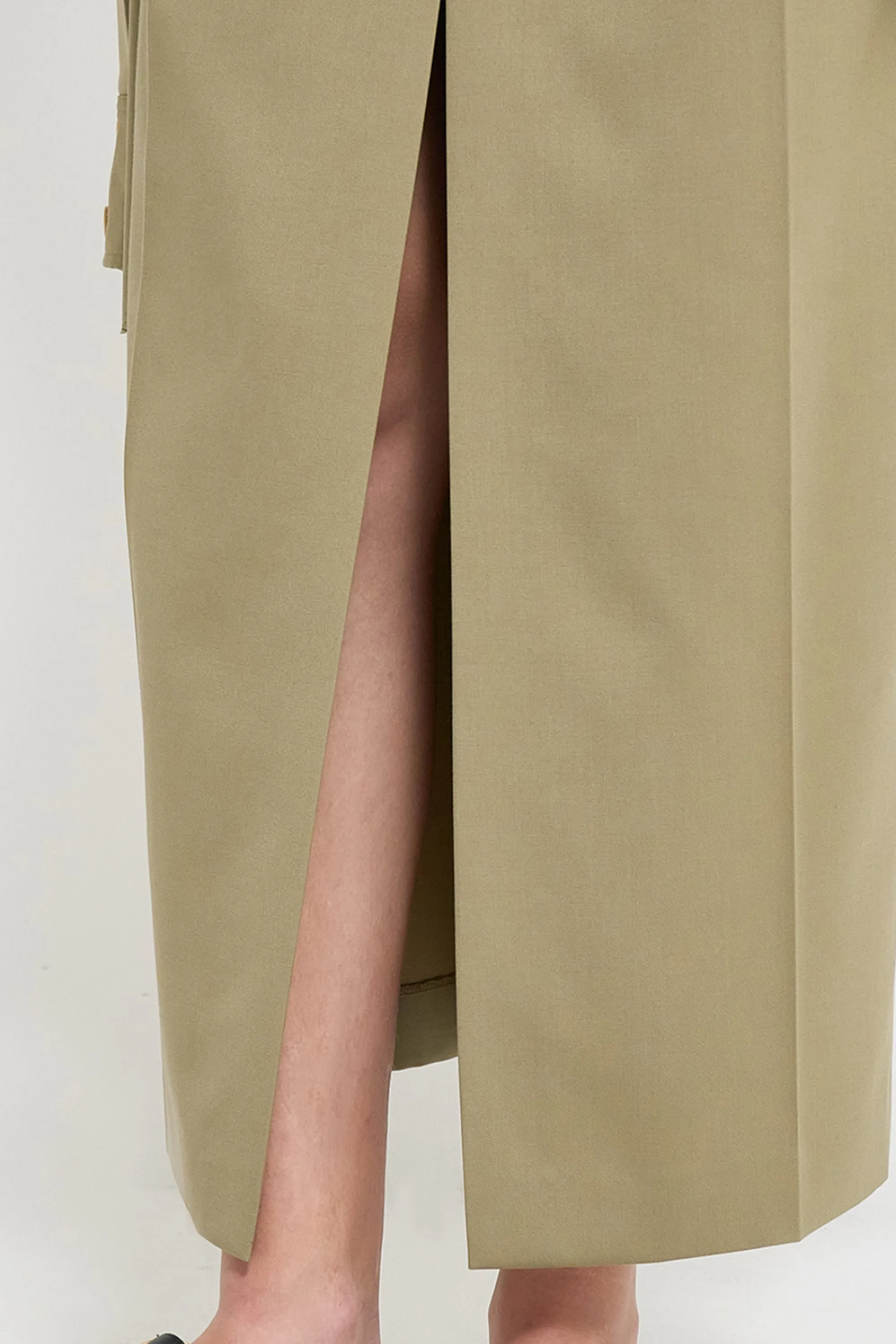 Layered shirt raw-edge cut midi skirt