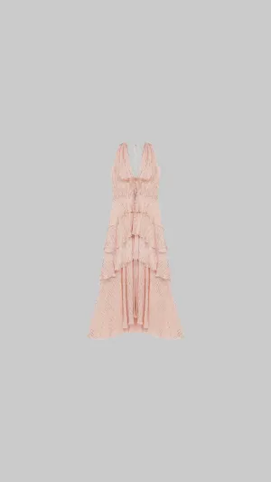 Maje Rufflinette Silk Maxi Dress - Rose