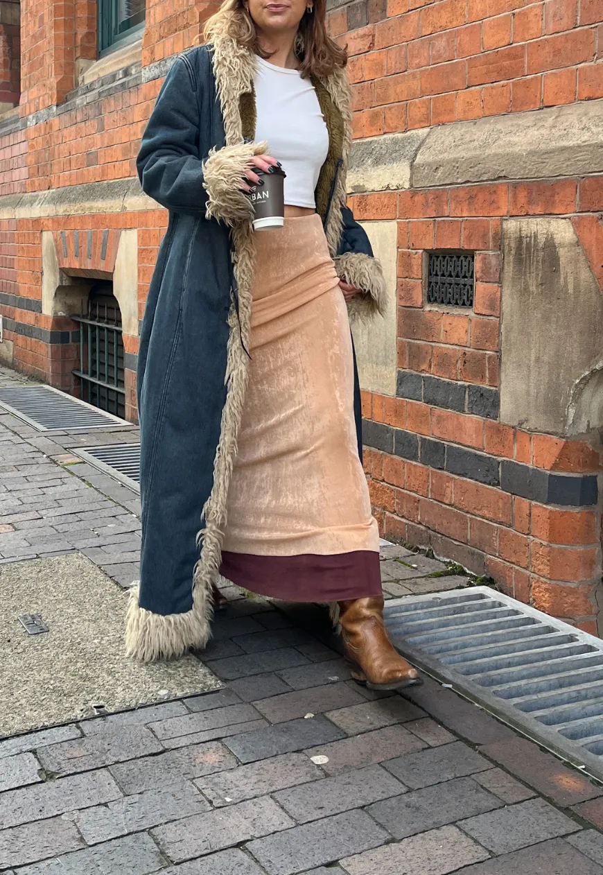 MAPLE/HAZELNUT REVERSIBLE MAXI SKIRT