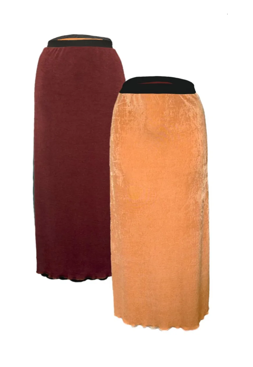 MAPLE/HAZELNUT REVERSIBLE MAXI SKIRT