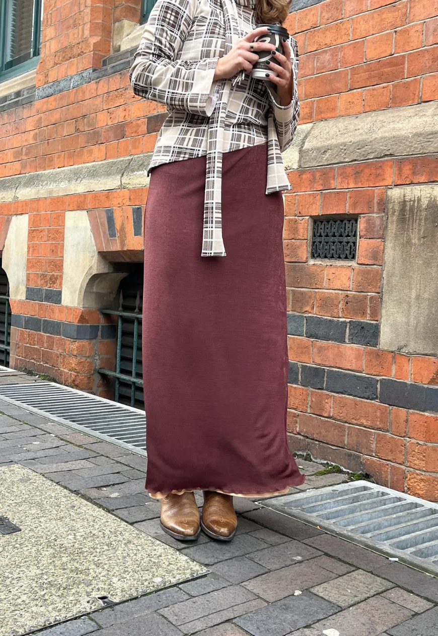 MAPLE/HAZELNUT REVERSIBLE MAXI SKIRT