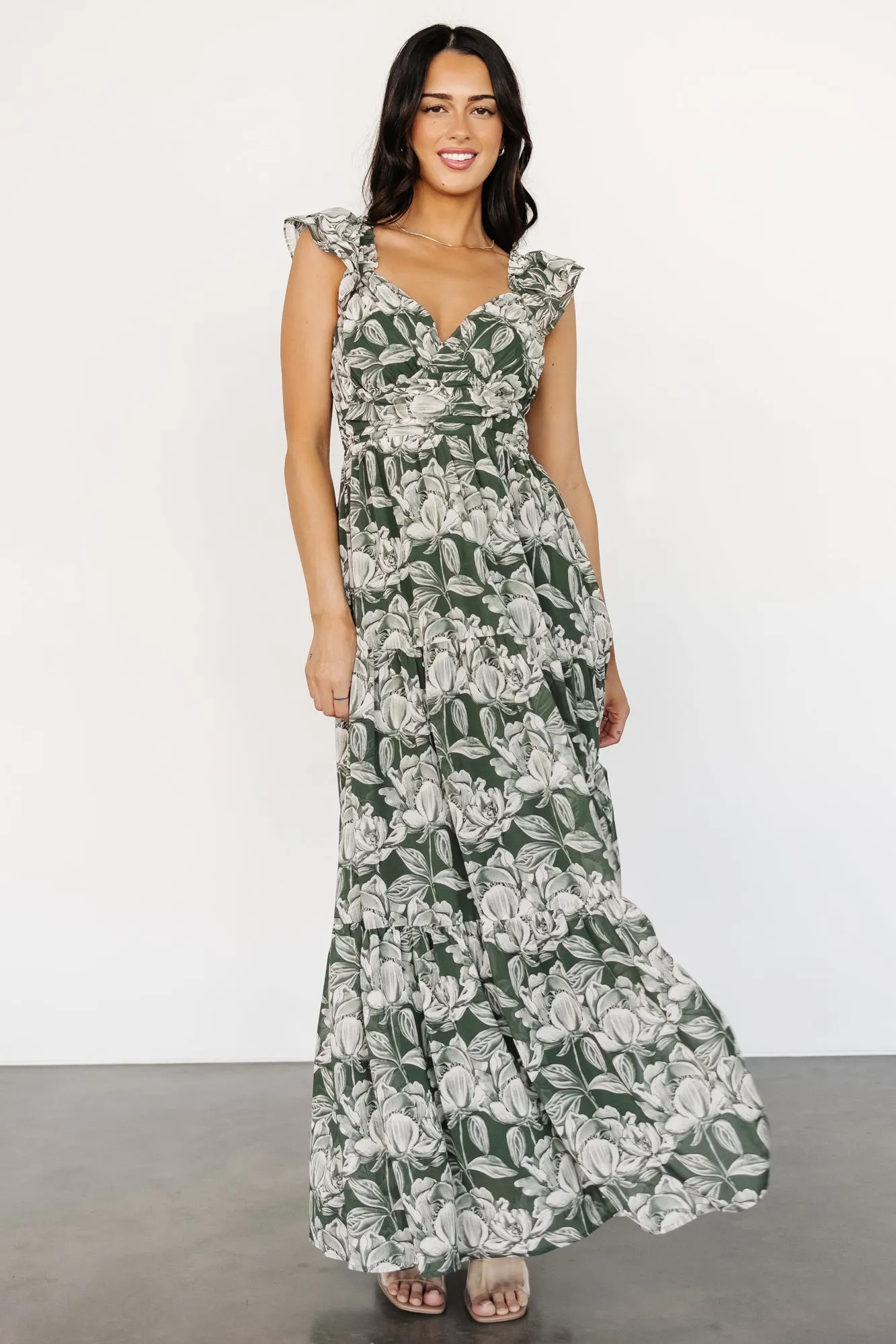 Martina Maxi Dress | Green   White