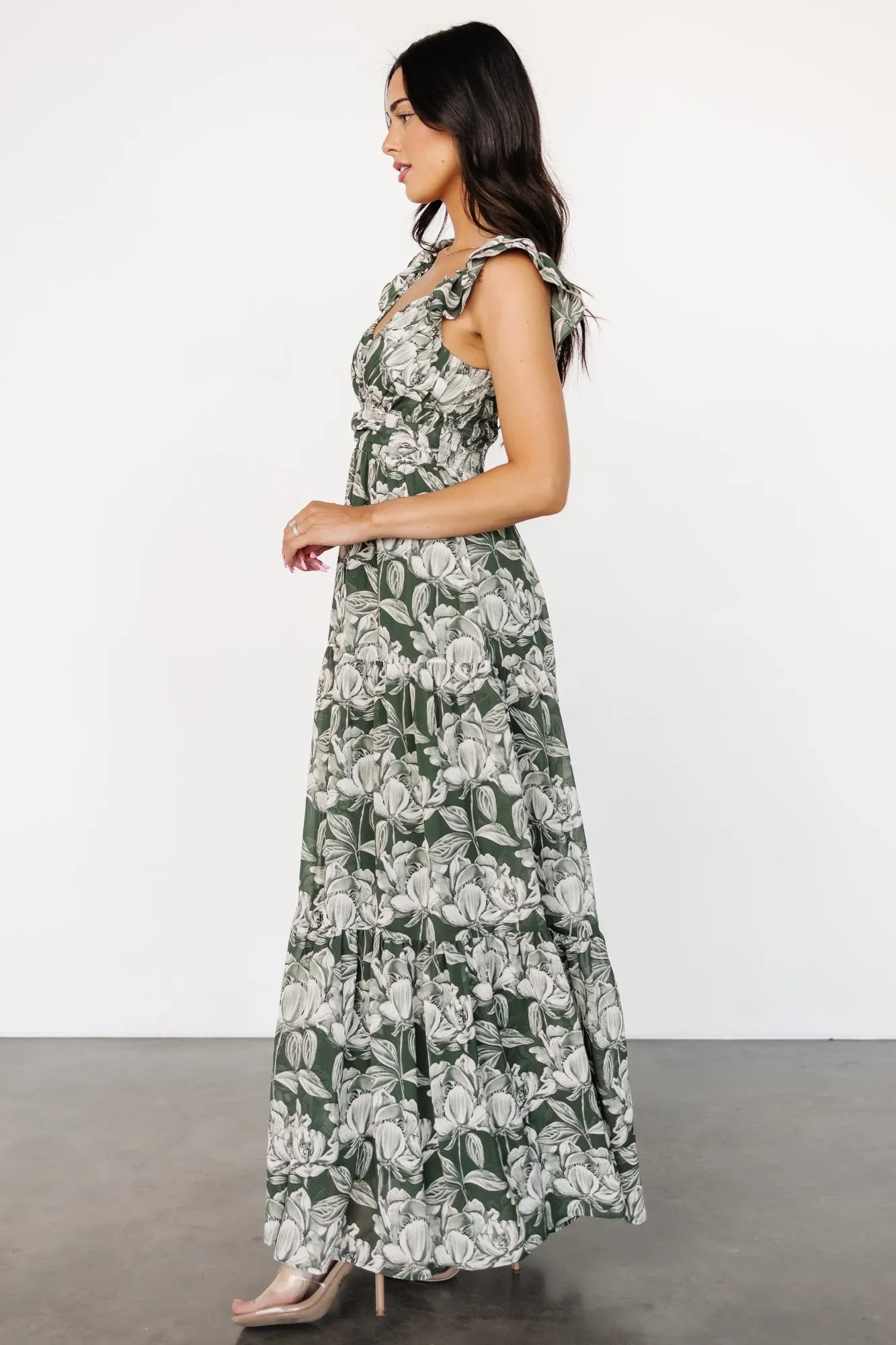Martina Maxi Dress | Green   White